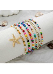 Multi Color Polyresin Detail Starfish Anklets