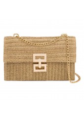 Light Camel Chains Turnlock Crossbody Bag