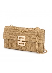 Light Camel Chains Turnlock Crossbody Bag