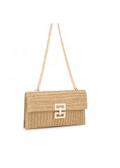 Light Camel Chains Turnlock Crossbody Bag