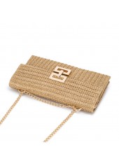 Light Camel Chains Turnlock Crossbody Bag
