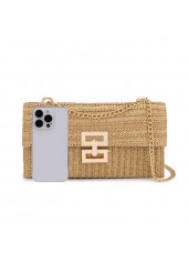 Light Camel Chains Turnlock Crossbody Bag