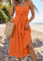 Surplice Orange Maxi Strappy Scoop Neck Dress