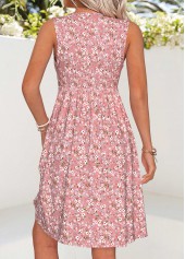Ditsy Floral Print Tummy Coverage Dusty Pink Short Dress