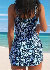 Ditsy Floral Print Tummy Coverage Blue One Piece Swimwear