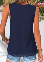 Double Lined Navy Sleeveless V Neck Tank Top