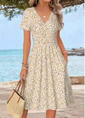 Ditsy Floral Print Tummy Coverage Multi Color Dress