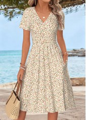 Ditsy Floral Print Tummy Coverage Multi Color Dress