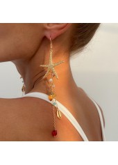 Golden Color Shell Alloy Detail Earrings