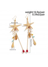 Golden Color Shell Alloy Detail Earrings