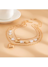 Golden Color Heart Detail Multi-Layer Necklace