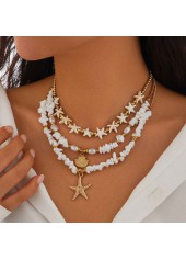 Beige Color Shell Alloy Detail Necklace