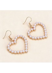 Beige Color Heart Pearl Detail Earrings
