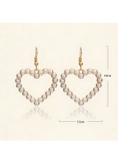 Beige Color Heart Pearl Detail Earrings