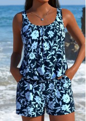 Ditsy Floral Print Tummy Coverage One Piece Swimwear