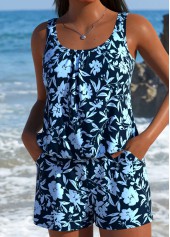 Ditsy Floral Print Tummy Coverage One Piece Swimwear
