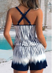 Tie Dye Print Tummy Coverage White One Piece Swimwear