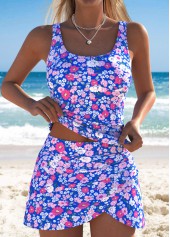 Mid Waisted Tribal Print Tummy Coverage Tankini Set