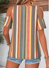 Striped Twist Multi Color Short Sleeve T Shirt
