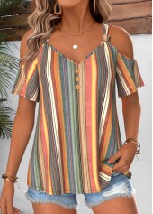 Striped Twist Multi Color Short Sleeve T Shirt