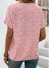 Ditsy Floral Print Tummy Coverage Pink T Shirt
