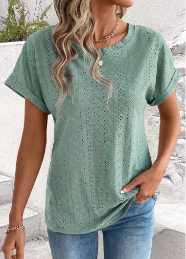 Tummy Coverage Sage Green Short Sleeve T Shirt