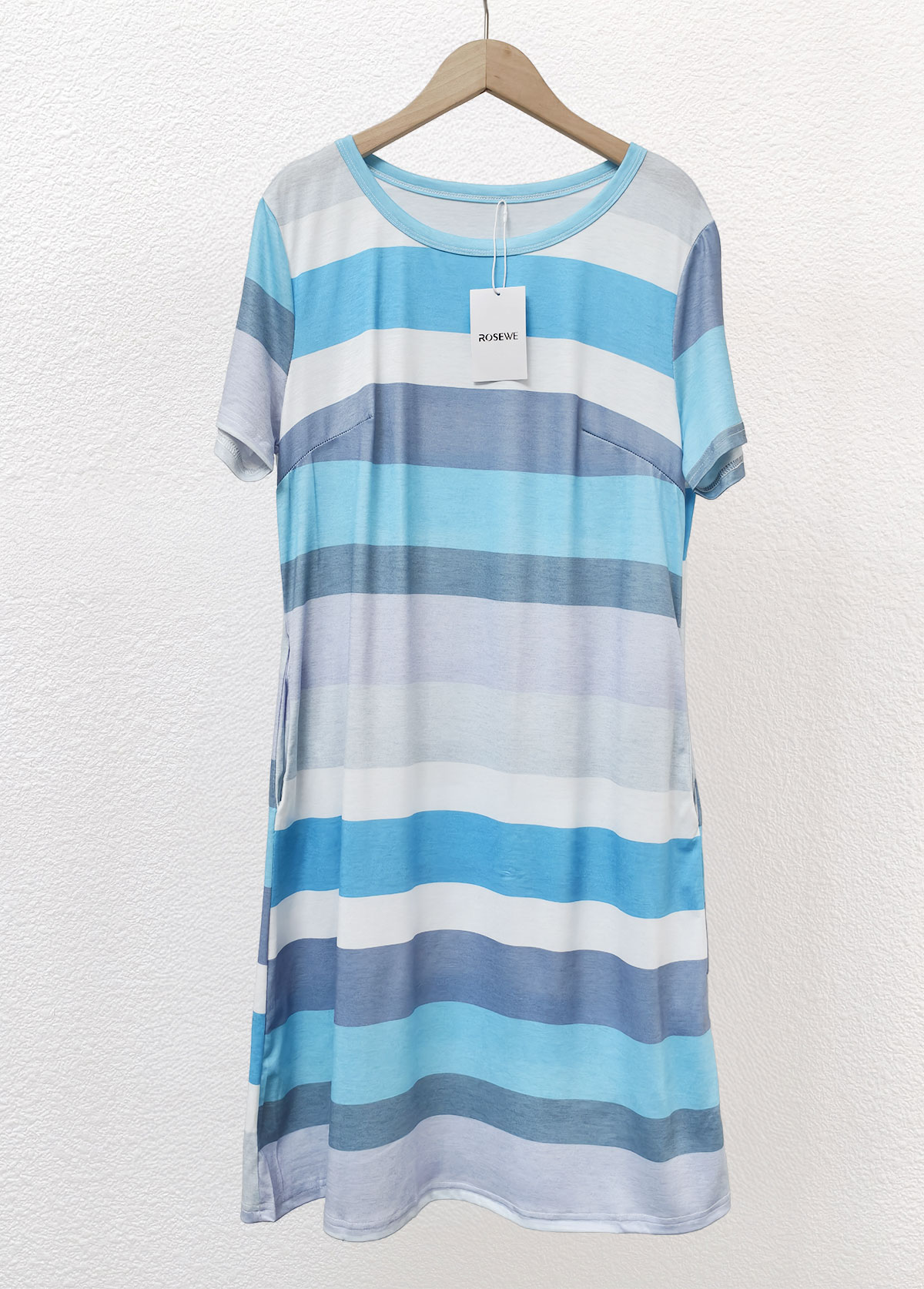 Striped Pocket Multi Color H Shape Dress