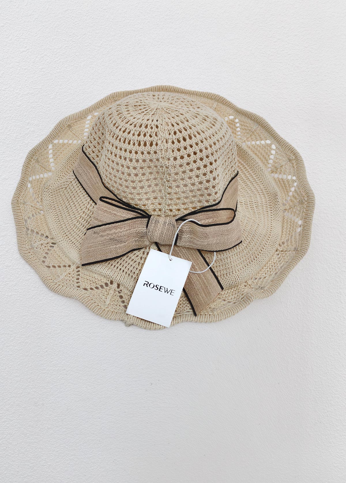 Bowknot Contrast Stitch Light Camel Visor Hat