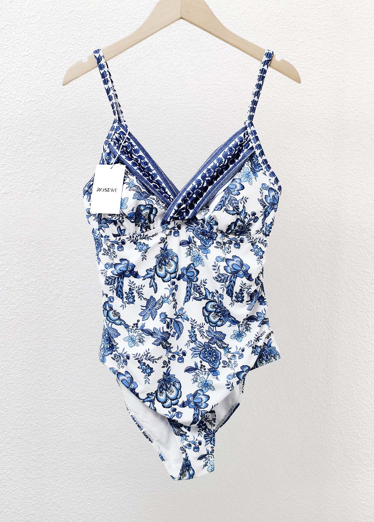 Floral Print Cut Out Navy One Piece Swimwear