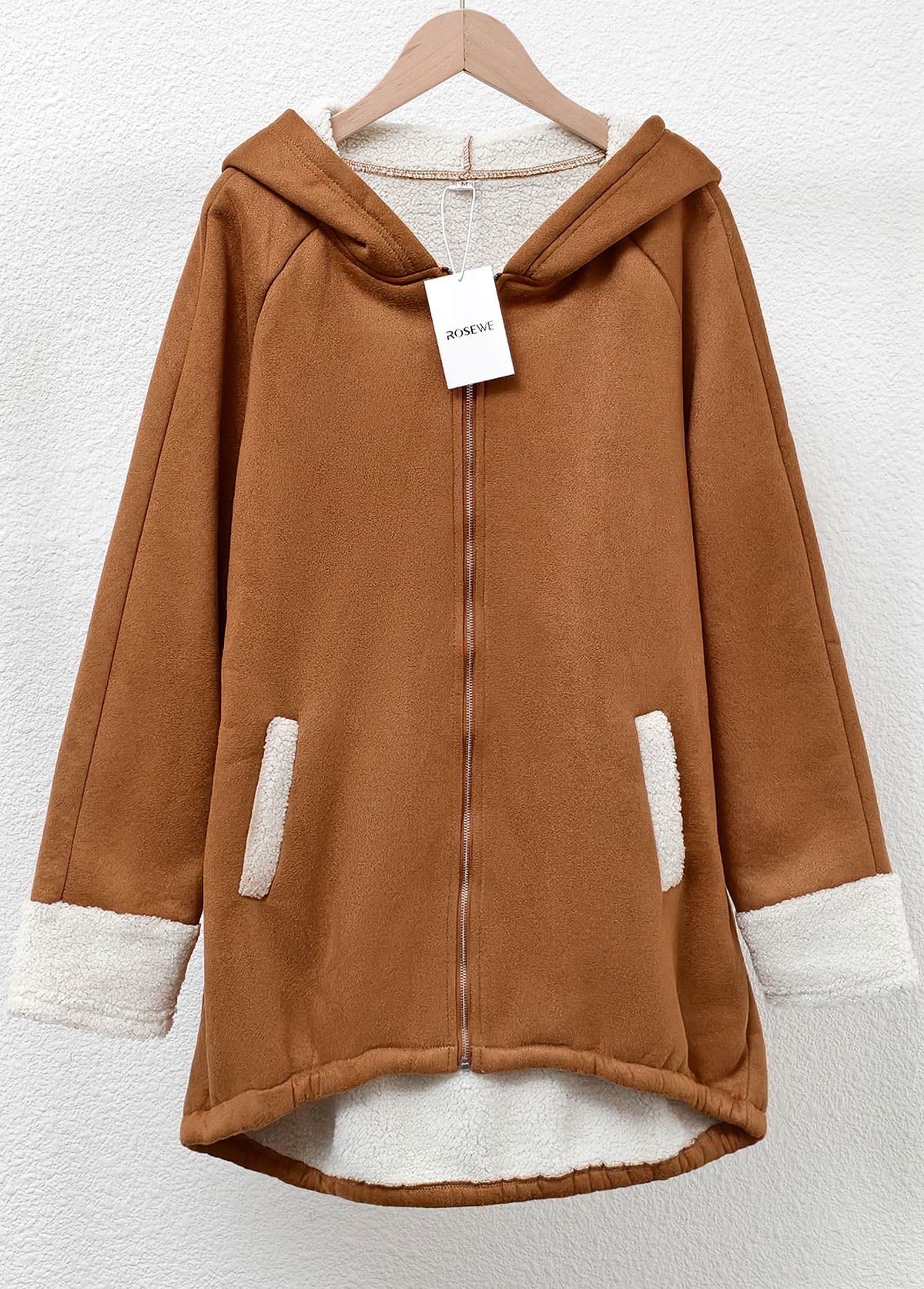 Tummy Coverage Dark Coffee Long Sleeve Hooded Coat