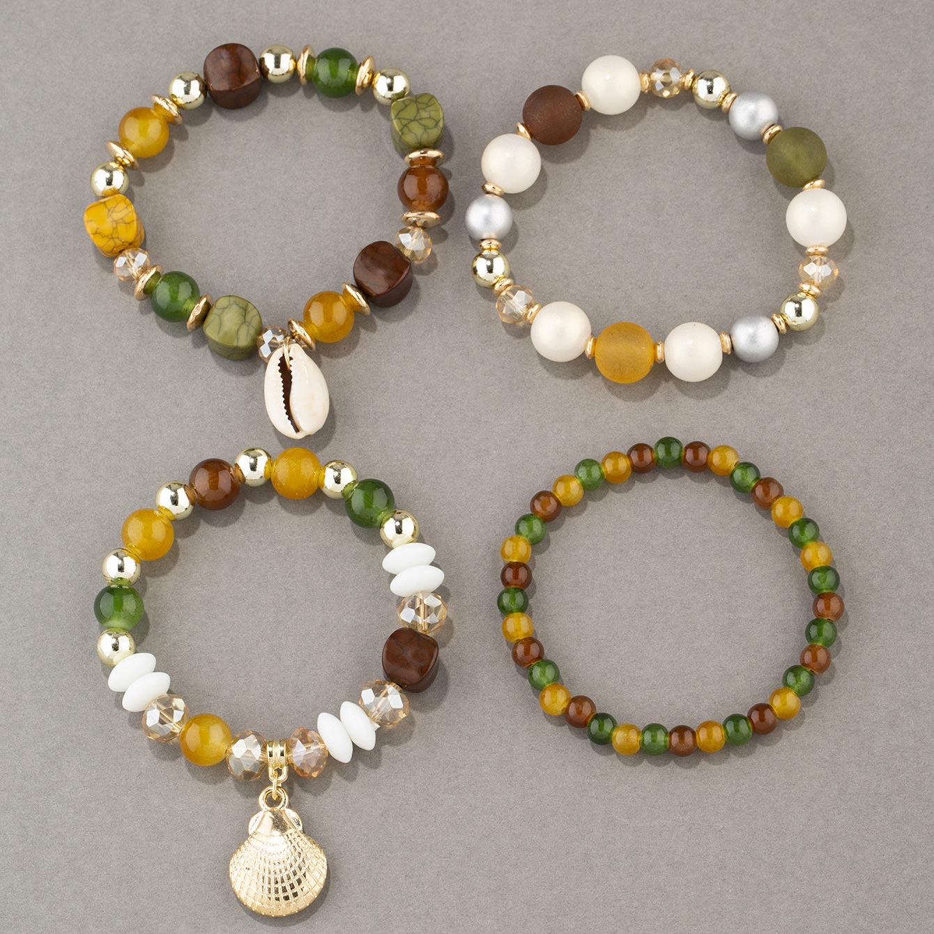 Multi Color Shell Glass Bracelet Set