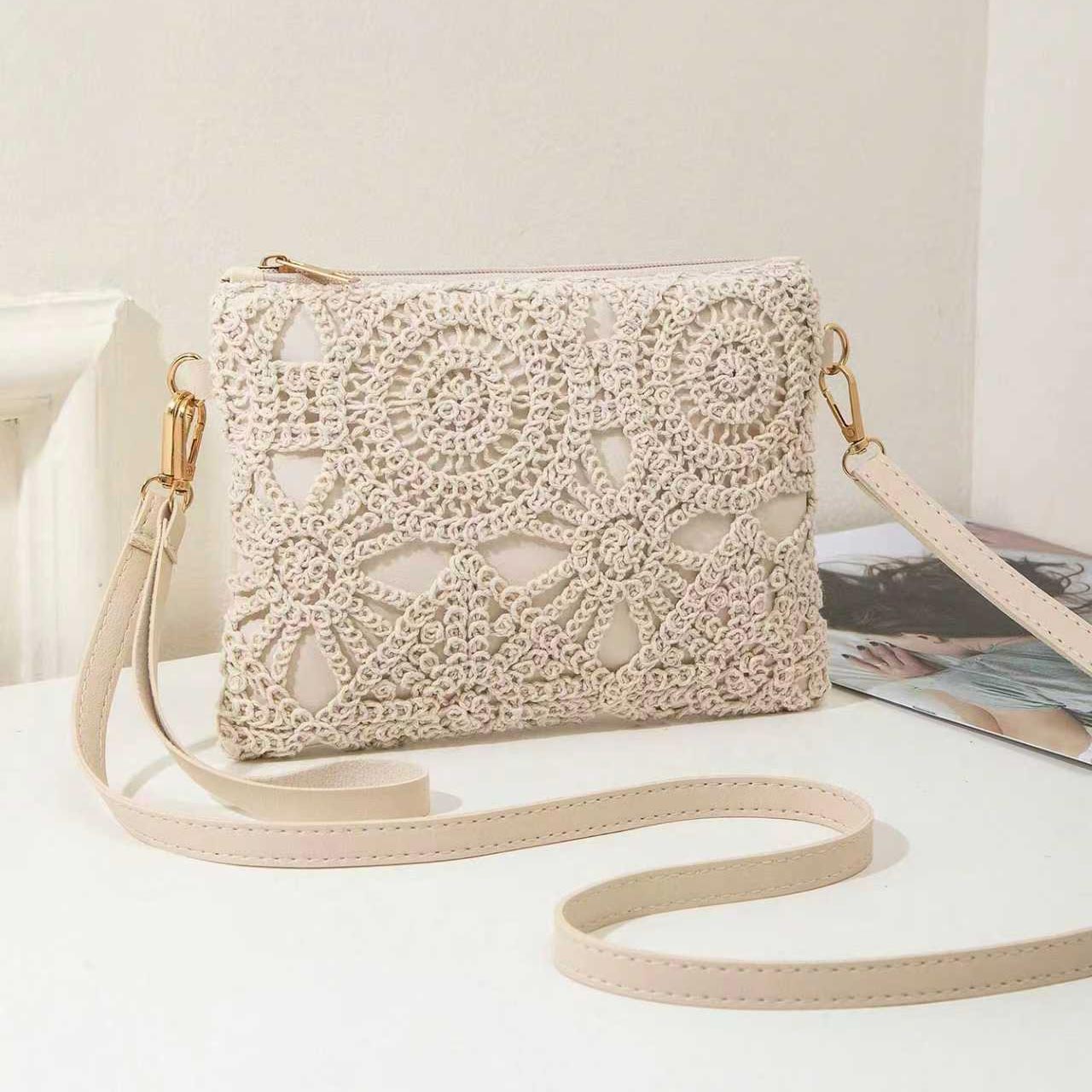 Beige Color Zip Detail Crossbody Bag