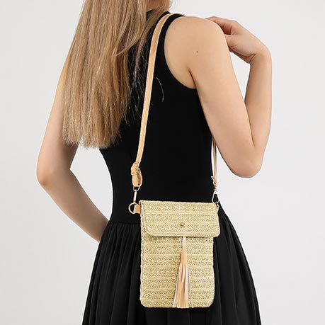 Light Camel Tassel Magnetic Crossbody Bag