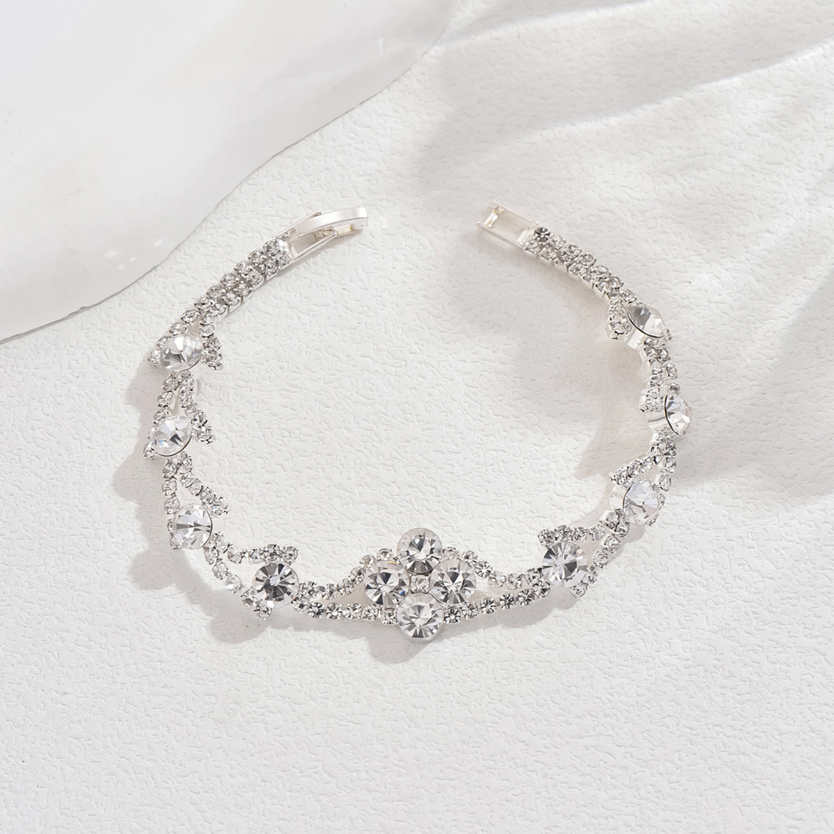 Silver Copper Diamond Design Sparkling Bracelet