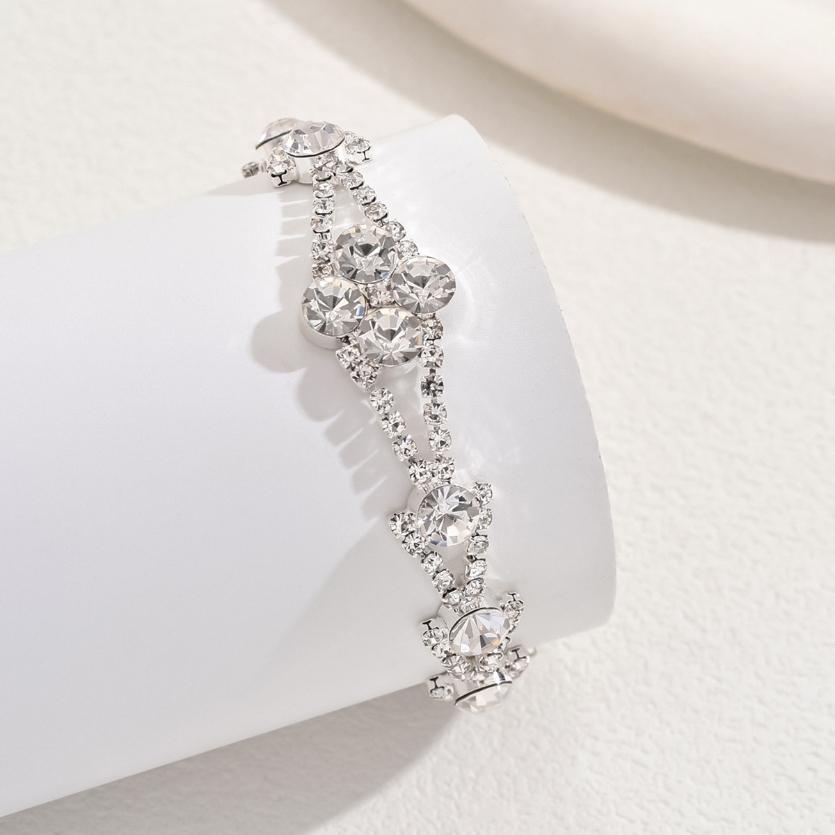 Silver Copper Diamond Design Sparkling Bracelet