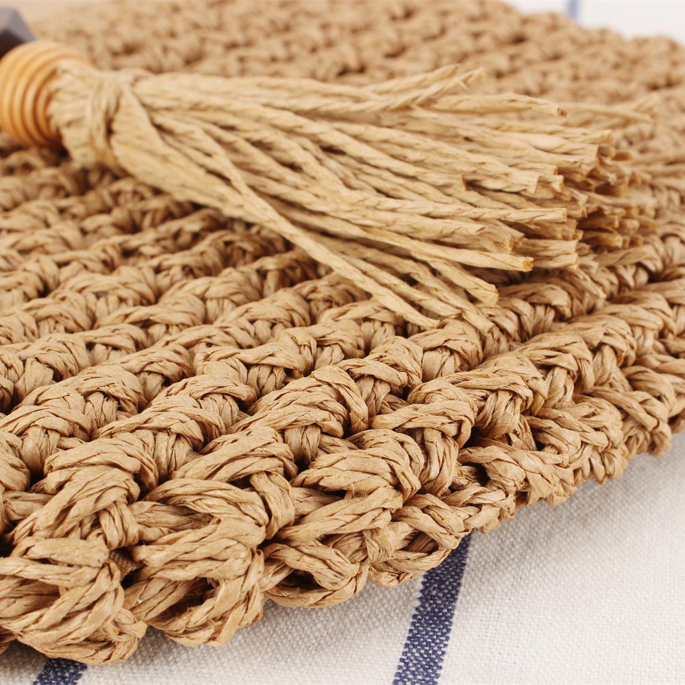 Dark Camel Tassel Zip Crossbody Bag
