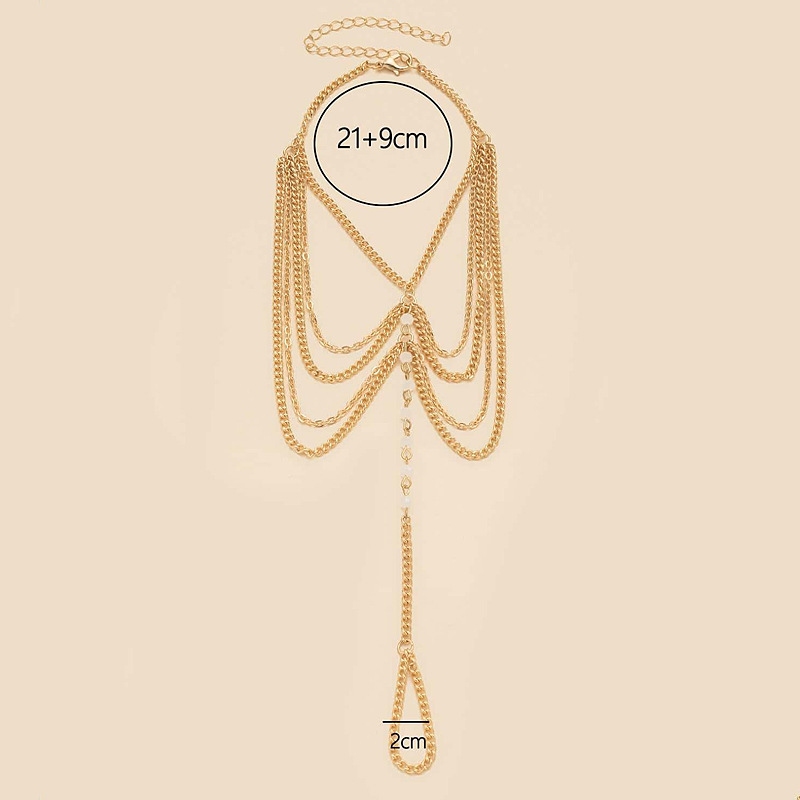 Golden Color Pearl Alloy Multi-layered Anklet