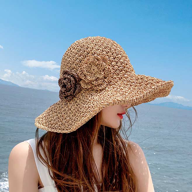 Dark Camel Color Wide-brimmed Design Hat