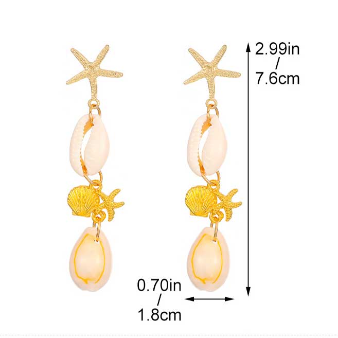 Golden Color Shell Alloy Detail Earrings