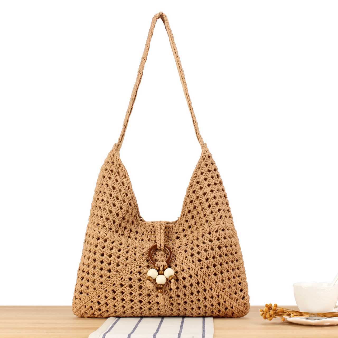 Dark Camel Color Magnetic Shoulder Bag