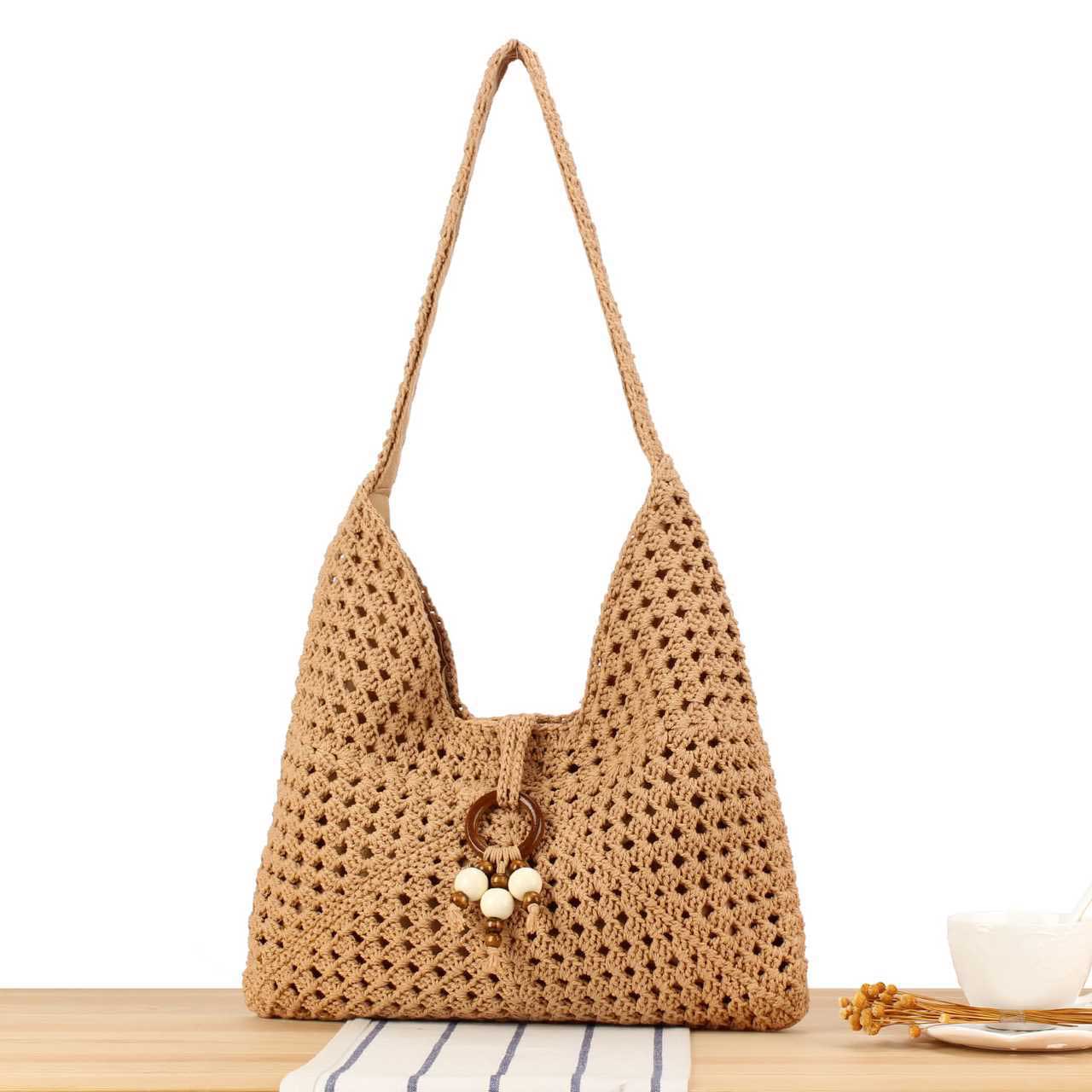 Dark Camel Color Magnetic Shoulder Bag