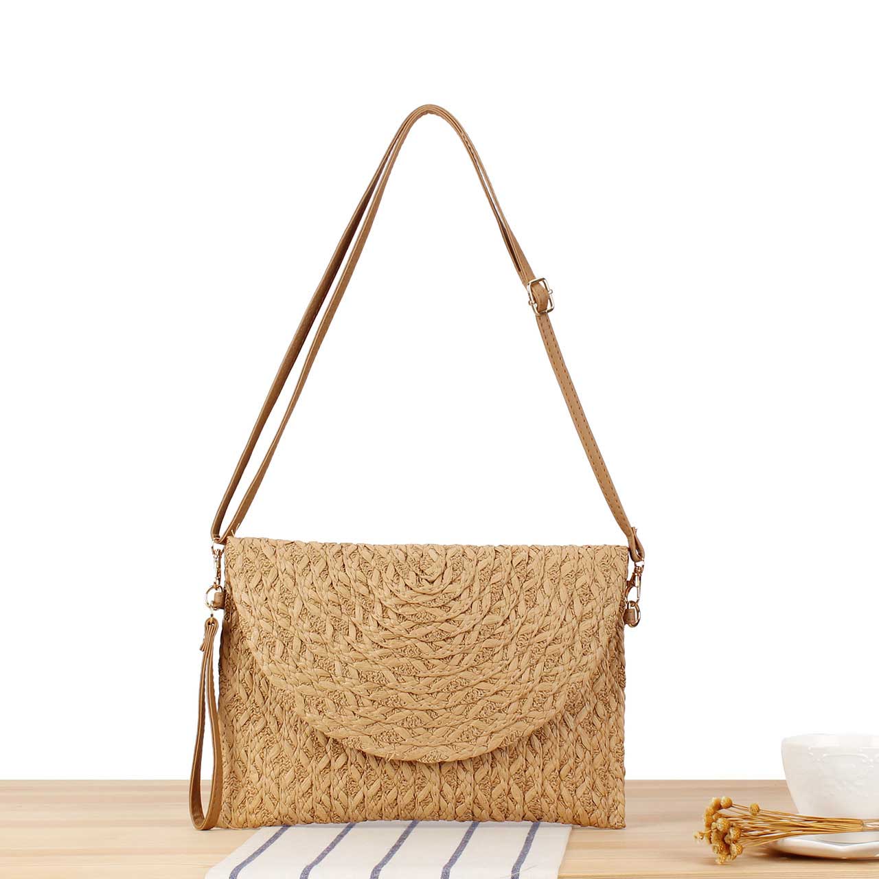 Dark Camel Color Magnetic Shoulder Bag