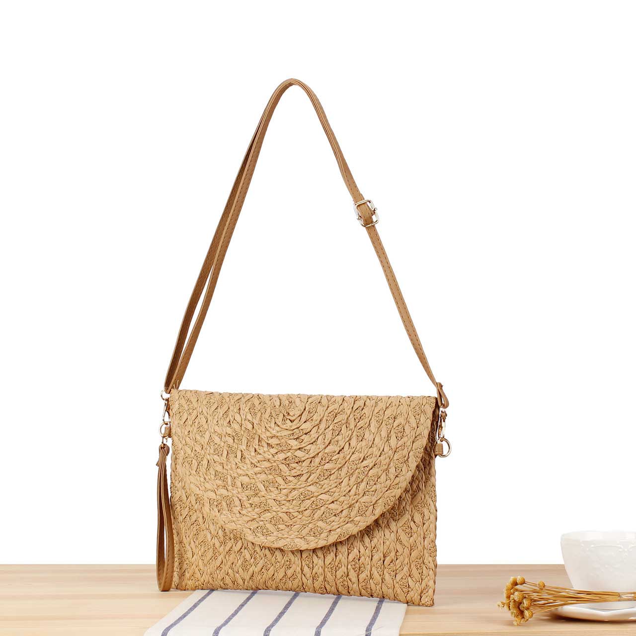 Dark Camel Color Magnetic Shoulder Bag
