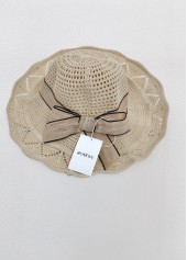 Bowknot Contrast Stitch Light Camel Visor Hat