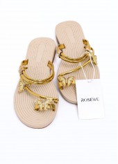 Golden Toe Post Falt Flip Flops