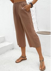 Soft Dark Camel Straight Leg Elastic Waist Pants