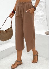 Soft Dark Camel Straight Leg Elastic Waist Pants
