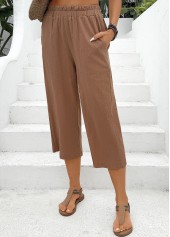 Soft Dark Camel Straight Leg Elastic Waist Pants