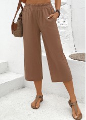 Soft Dark Camel Straight Leg Elastic Waist Pants