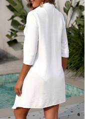 White Turn Down Collar Cover Up